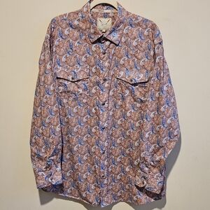 NWOT Vaccari Pearl Snap Paisley Western Shirt - Size Large